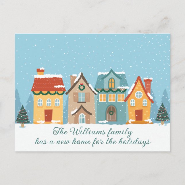 Christmas House Festive New Home Address Moving Postcard (Front)