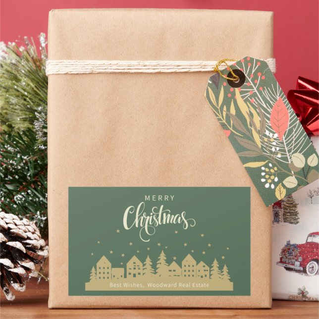 Christmas House Green Retro | Real Estate Custom  Sticker (Holiday)