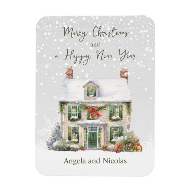 Christmas House in Snow Magnet (Vertical)