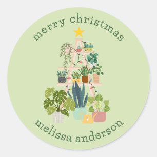 Christmas House Plant Classic Round Sticker