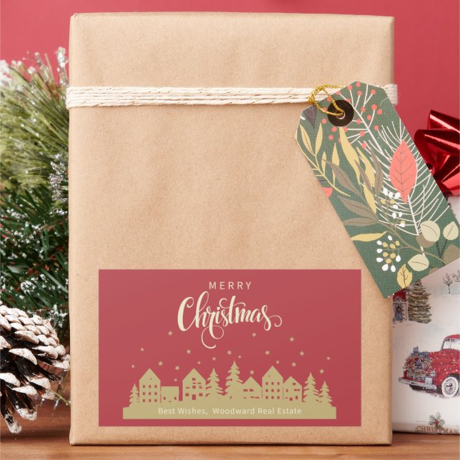 Christmas House Red Retro | Realtor Personalized  Sticker (Holiday)