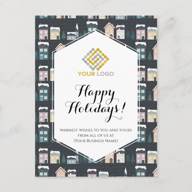 Christmas Houses Winter Logo Business Postcard (Front)