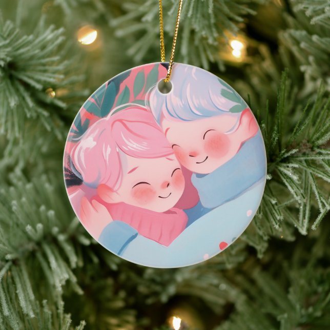 Christmas Hug Ceramic Ornament (Tree)