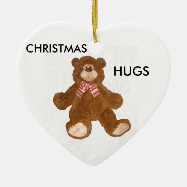 Christmas Hugs Teddy Bear Ornament (Front)