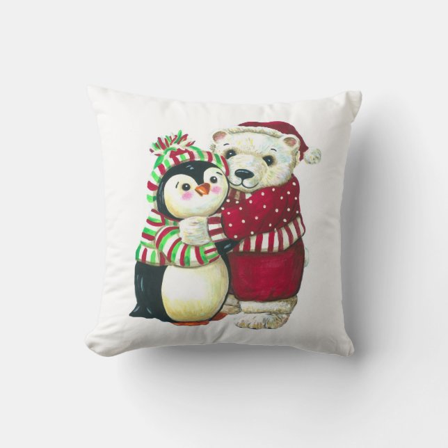 Christmas Hugs! Throw Pillow (Front)
