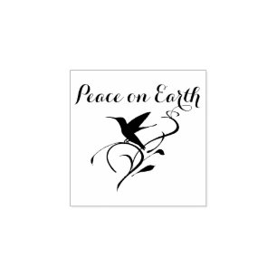 Christmas Hummingbird Peace on Earth Rubber Stamp