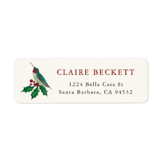 Christmas Hummingbird Return Address Label