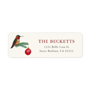 Christmas Hummingbird Return Address Label