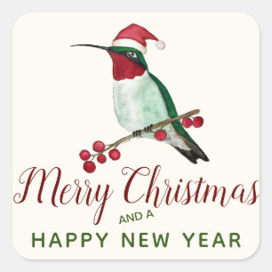 Christmas Hummingbird Square Sticker