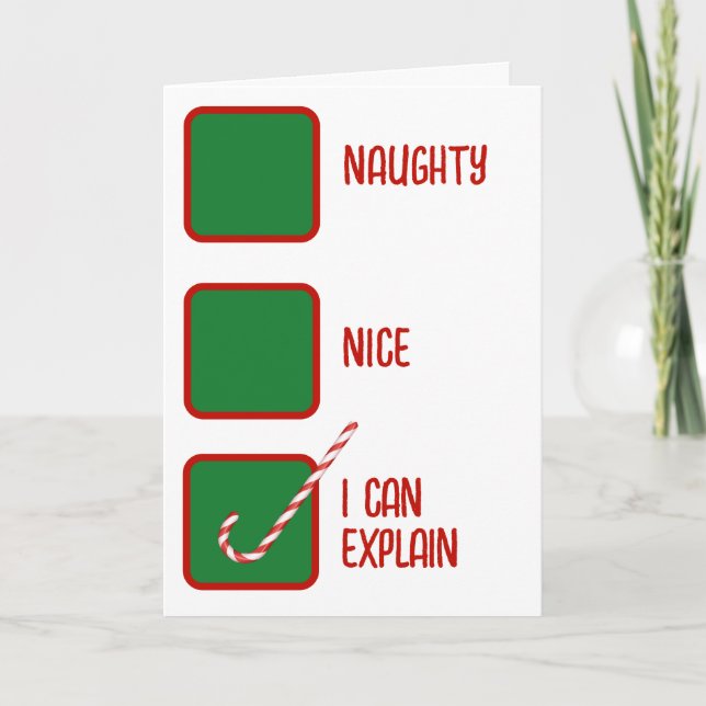 Christmas Humor Naughty Or Nice Check Boxes  Card (Front)