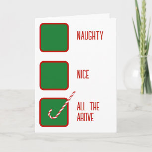 Christmas Humor Naughty Or Nice Check Boxes  Card