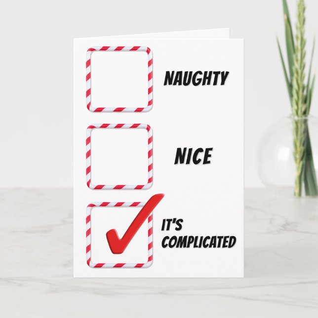 Christmas Humour Naughty Or Nice Check Boxes  Card (Front)