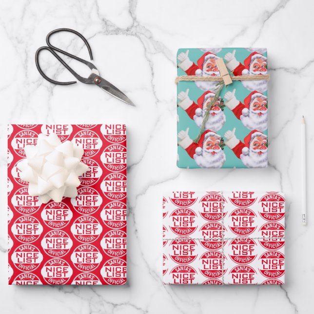 Christmas Humour | Santa's Official Nice List Funn Wrapping Paper Sheet (Front)
