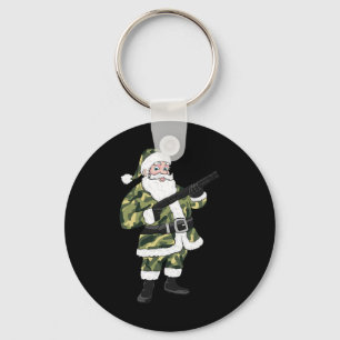 Christmas Hunting Santa Camo Military Keychain