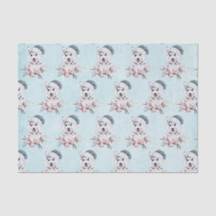 Christmas Husky Dog in a Santa Hat Patterned Tissue Paper
