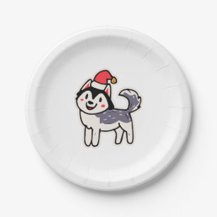 Christmas Husky Dog Lover Malamute Paper Plate