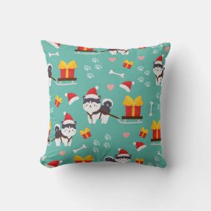 Christmas Husky Pattern Throw Pillow
