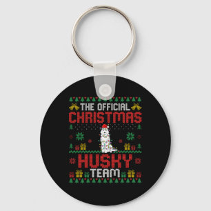 Christmas Husky Team - Husky Wearing Santa Hat Xma Keychain