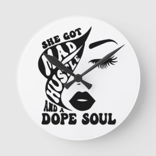 Christmas Hustle Design for Empowering Women Gift Round Clock