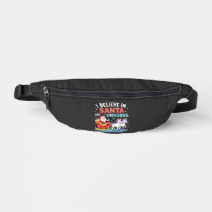 Christmas I Believe In Santa And Unicorns Funny Xm Fanny Pack