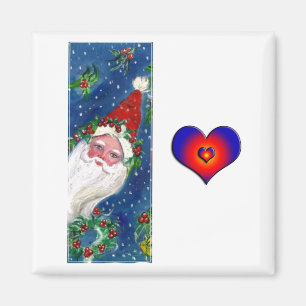 CHRISTMAS I LETTER / SANTA RED RIBBON MONOGRAM MAGNET