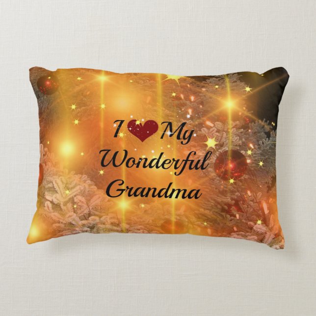 Christmas - I Love My Wonderful Grandma Accent Pillow (Back)