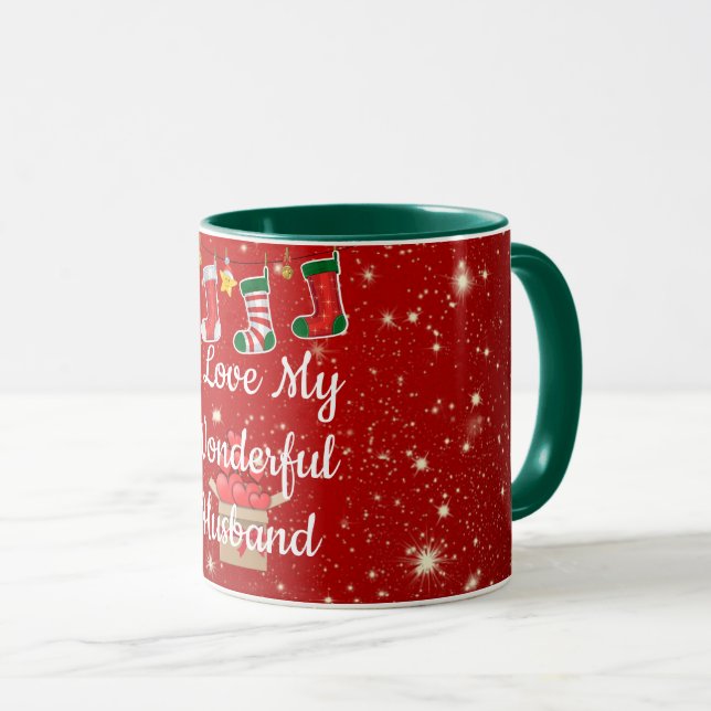 Christmas, I Love My Wonderful Husband Mug (Front Right)
