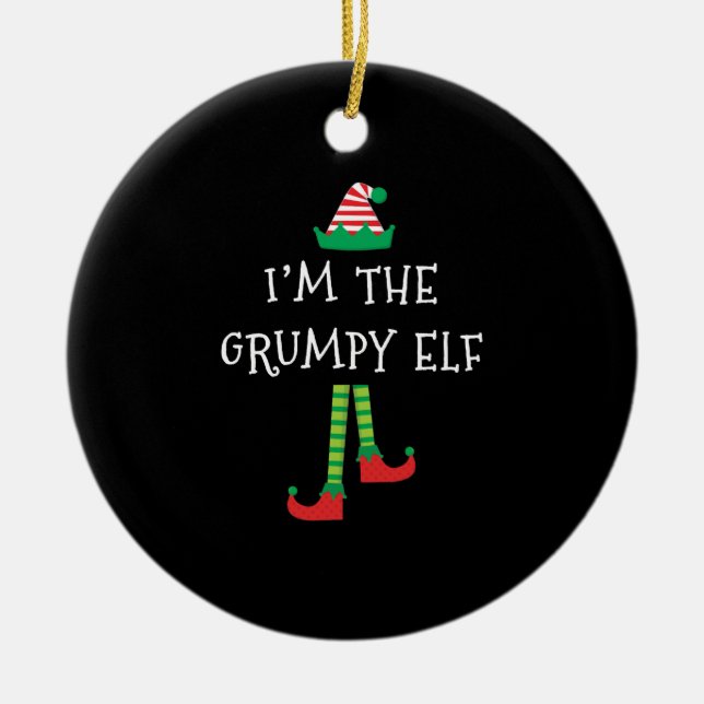 Christmas I_m The Grumpy Elf Shirt Ceramic Ornament (Front)