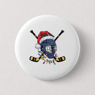 Christmas Ice Hockey Helmet Santa Xmas 2 Inch Round Button