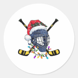 Christmas Ice Hockey Helmet Santa Xmas Classic Round Sticker