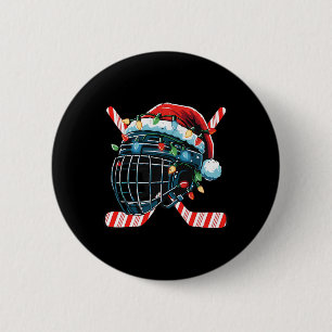 Christmas Ice Hockey Helmet Santa Xmas Men Boys Ki 2 Inch Round Button