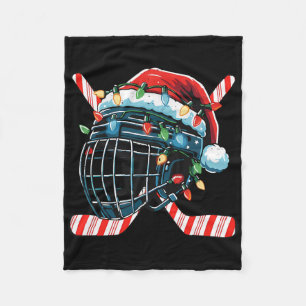 Christmas Ice Hockey Helmet Santa Xmas Men Boys Ki Fleece Blanket