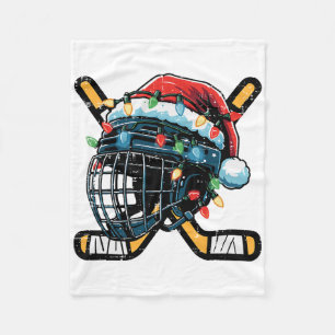 Christmas Ice Hockey Helmet Santa Xmas Men Boys Ki Fleece Blanket