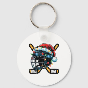 Christmas Ice Hockey Helmet Santa Xmas Men Boys Ki Keychain