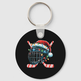 Christmas Ice Hockey Helmet Santa Xmas Men Boys Ki Keychain