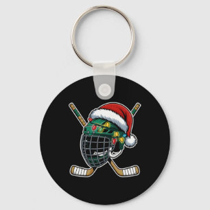 Christmas Ice Hockey Helmet Santa Xmas Men Boys Ki Keychain