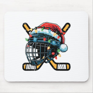 Christmas Ice Hockey Helmet Santa Xmas Men Boys Ki Mouse Pad
