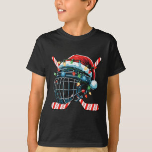 Christmas Ice Hockey Helmet Santa Xmas Men Boys Ki T-Shirt