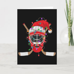 Christmas Ice Hockey Santa Xmas Lights Hockey Men Card