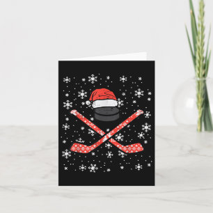 Christmas Ice Hockey Sticks Puck Xmas Sports Men B Card