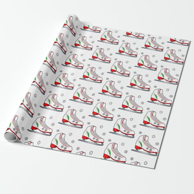 Christmas Ice Skate Wrapping Paper (Unrolled)