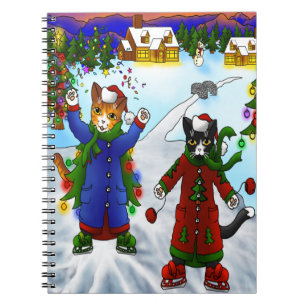 Christmas Ice Skating Cats V2 Notebook