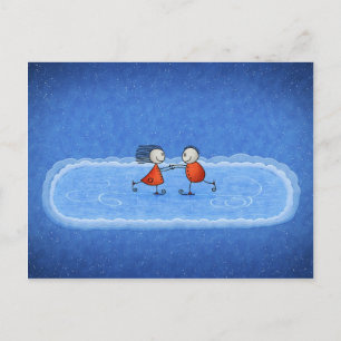 Christmas Ice Skating Holiday Postcard