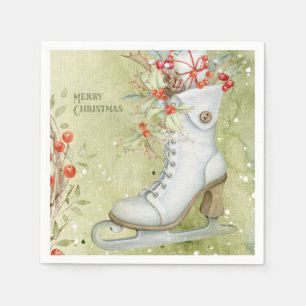 Christmas ice skating napkin