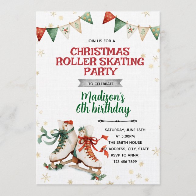 Christmas Ice Skating Party Invitation (Front)