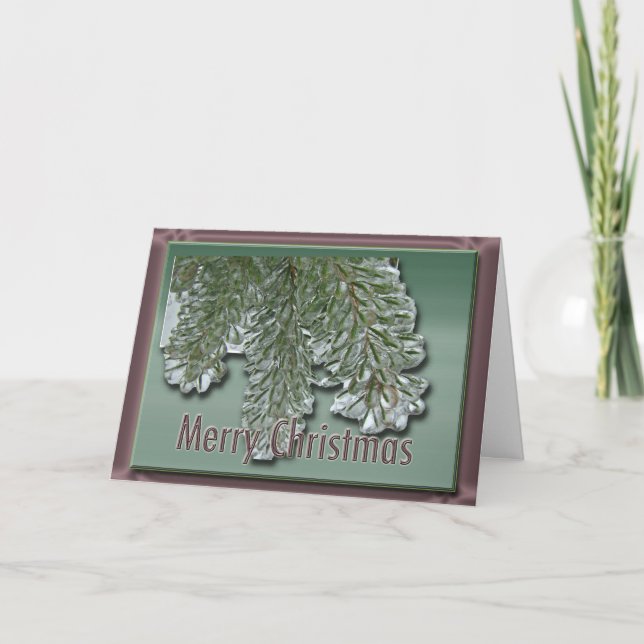 Christmas Iced Arborvitae Holiday Card (Front)