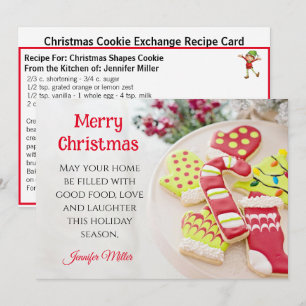 Christmas Iced Cookie Exchange Recipe 5 x 7 Holiday Card