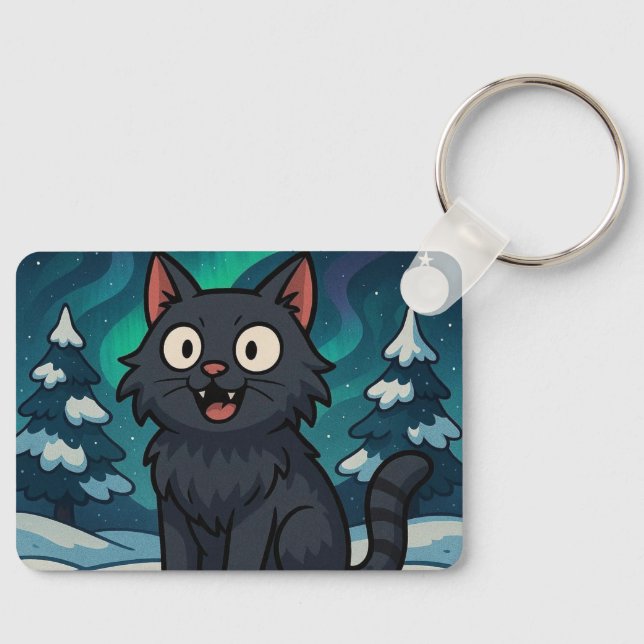 Christmas Icelandic Yule Cat  Keychain (Front)