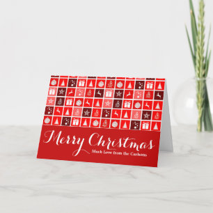 Christmas Icon Red Squares Holiday Art Classic Card