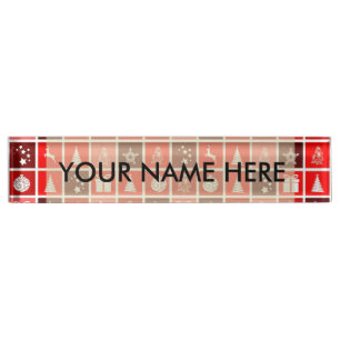 Christmas Icon Red Squares Holiday Art Classic Nameplate